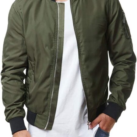 army green varsity jacket