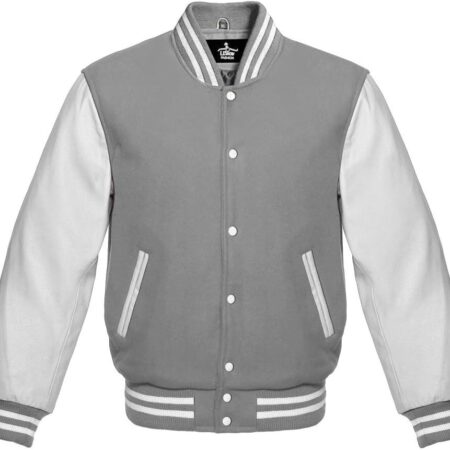 grey varsity jacket men's