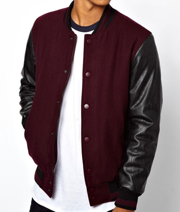 Maroon And Black Varsity Jacket