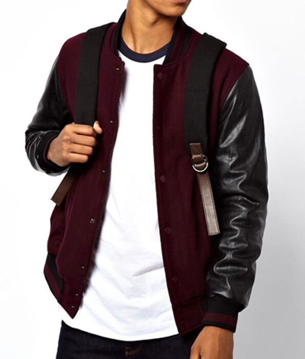 Maroon And Black Varsity Jacket