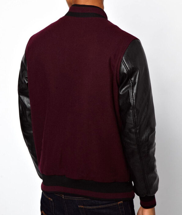 Maroon And Black Varsity Jacket