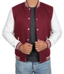 Maroon And White Varsity Jacket