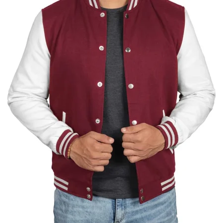 Maroon And White Varsity Jacket