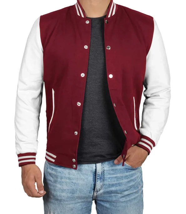 Maroon And White Varsity Jacket