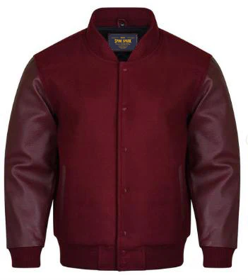 Maroon Varsity Jacket Leather Sleeves