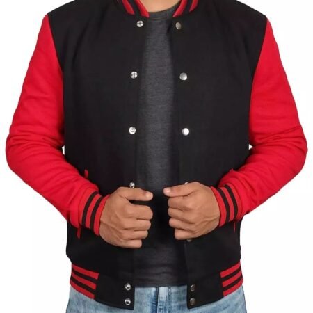 red and black varsity jacket mens