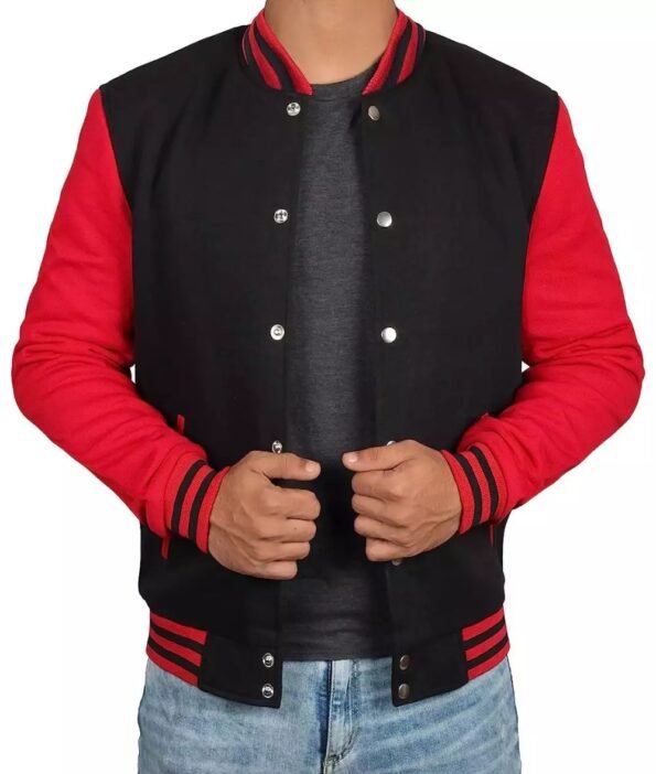 red and black varsity jacket mens