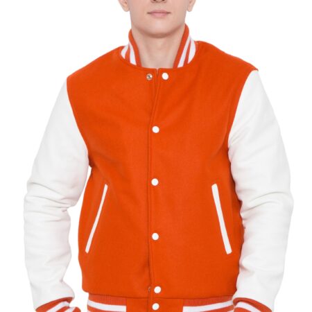 Orange Varsity Jacket Men's