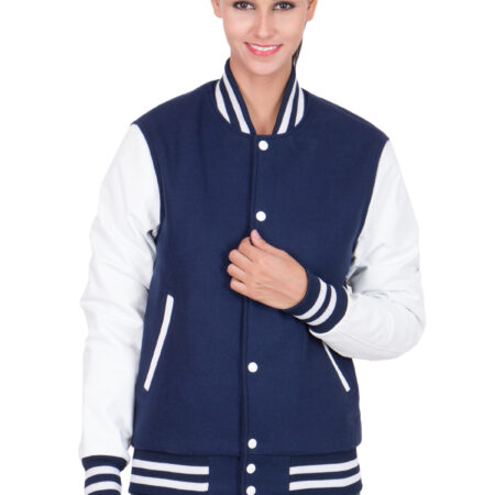 women's varsity jacket blue