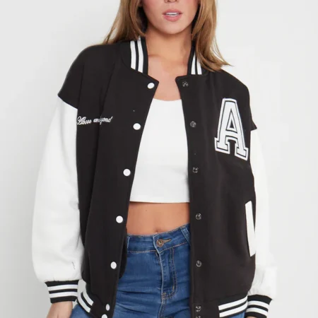 black and white varsity jacket womens