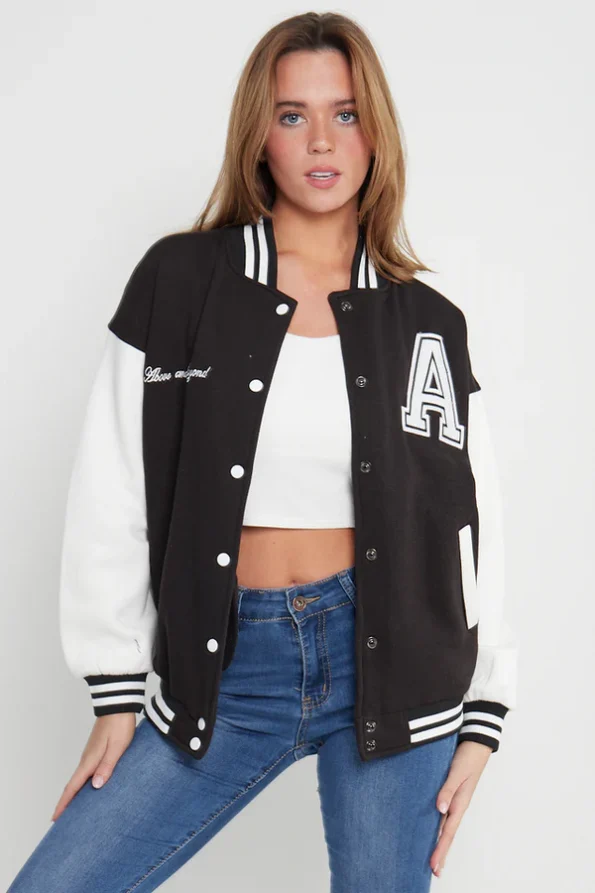 black and white varsity jacket womens