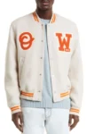 mens off white varsity jacket