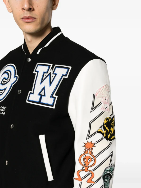 off white men's varsity jacket