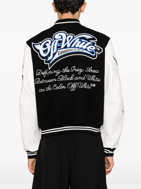 off white men's varsity jacket