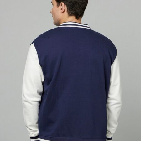 navy blue white varsity jacket