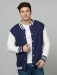 navy blue white varsity jacket