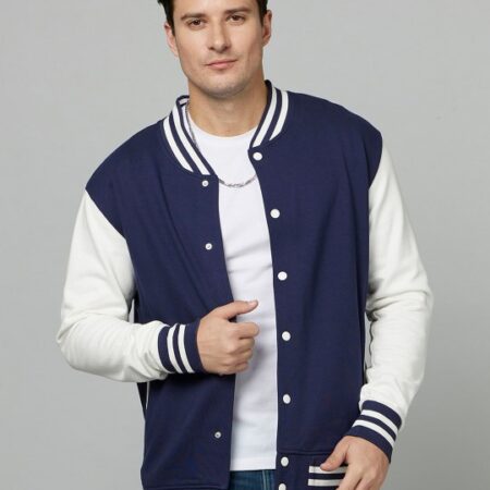 navy blue white varsity jacket