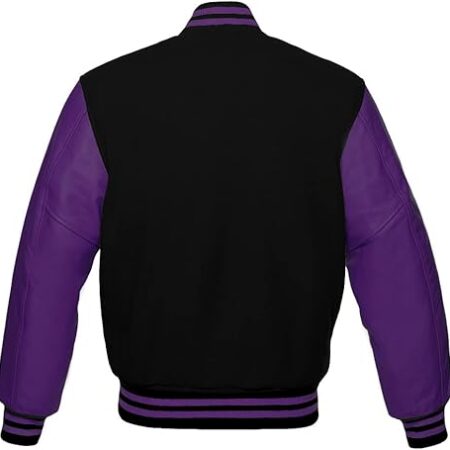 black and purple varsity jacket