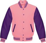 pink and purple varsity jacket