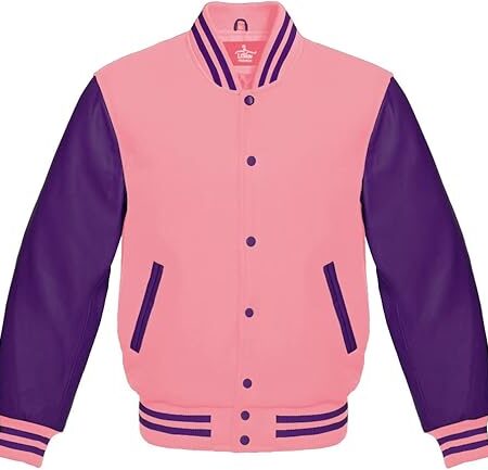 pink and purple varsity jacket