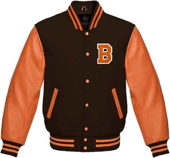 Brown And Orange Varsity Jacket