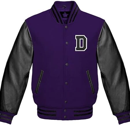 dark purple varsity jacket