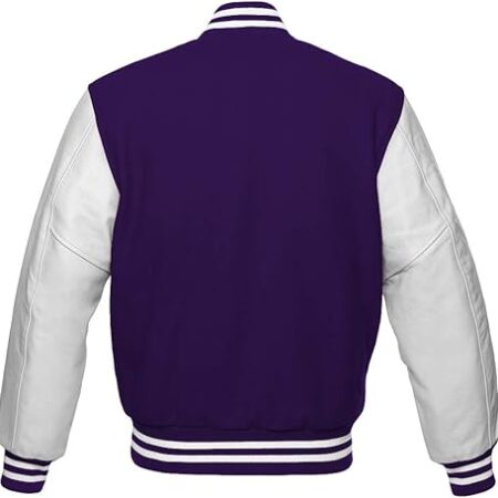 purple and silver varsity jacket