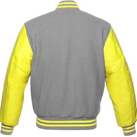 yellow and grey varsity jacket