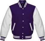 purple and silver varsity jacket