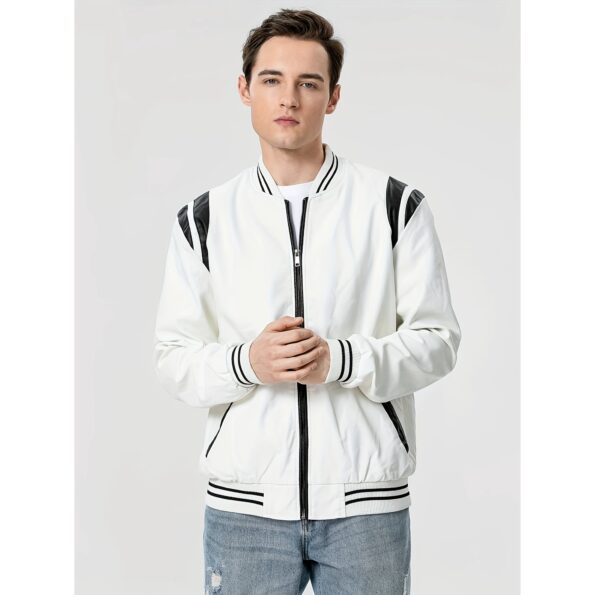 mens white leather jacket