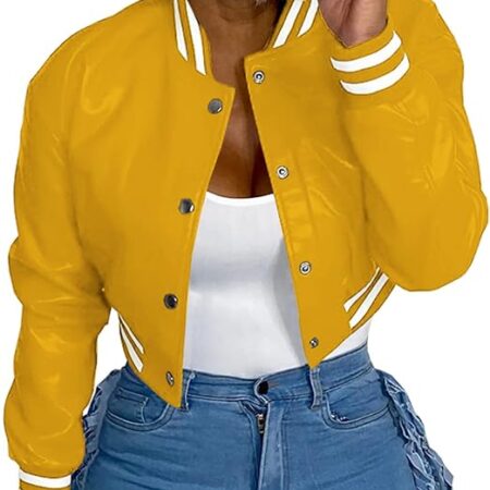 women's yellow varsity jacket