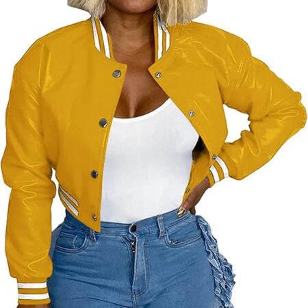 women's yellow varsity jacket