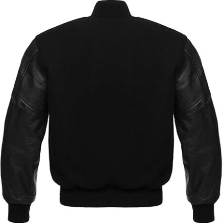 Black Leather Varsity Jacket Mens