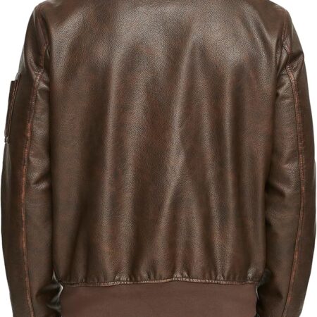 Brown Leather Varsity Jacket