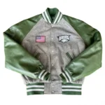 Front view of American Flag Eagles varsity jacket