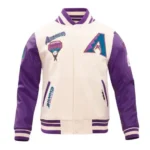 Front view of Arizona Retro Classic Rib varsity jacket