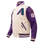 Front view of Arizona Retro Classic Rib varsity jacket