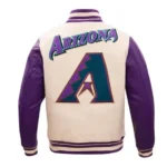 Front view of Arizona Retro Classic Rib varsity jacket