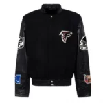 Front view of Atlanta Falcons Black Varsity Jacket