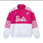 Front view of Barbie Pink Racer Motorcycle Jacket