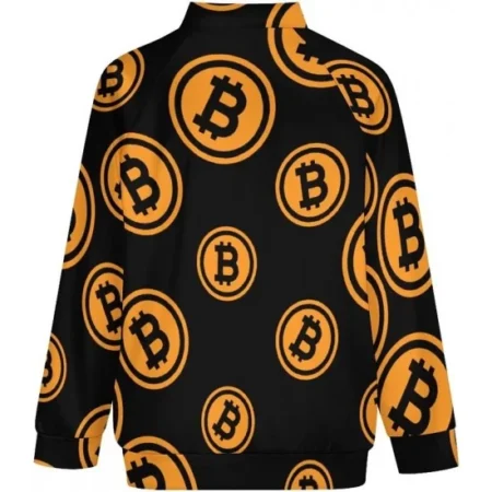 Back view of Bitcoin Logo Bomber Jacket