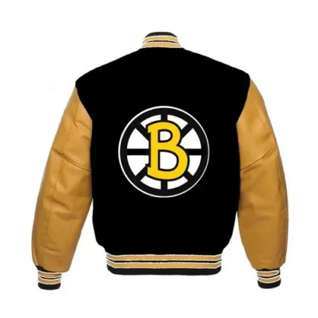 Back view of Boston Bruins Classic varsity jacket