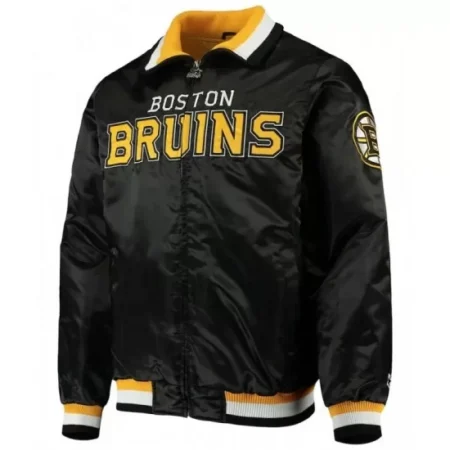 Front view of Boston Bruins Starter Bomber Black Jacket