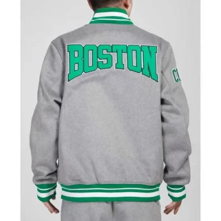 Back view of Boston Celtics Crest Varsity Jacket