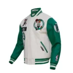 Front view of Boston Celtics Clasiic varsity jacket