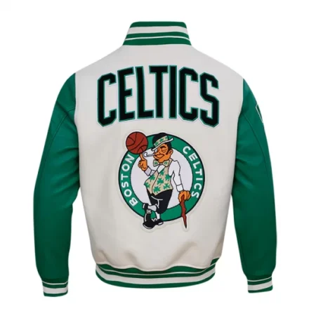 Back view of Boston Celtics Clasiic varsity jacket