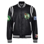 Front view of Boston Celtics Varsity Leather Jacket