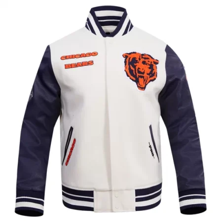 Front view of Chicago Bears Classic Rib Varsity Jacket