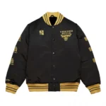 Front view of Chicago Bulls Mitchell and Varsity Jacket