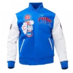 Front view of Chicago Cubs Home Town Varsity Jacket